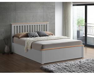 5ft King Size Malmo Pearl Grey Wooden Ottoman Storage Lift Up Bed Frame